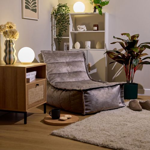 Pouf Chauffeuse Dolce En Velours Doux Gris Anthracite 75 X 96 X 75 Cm