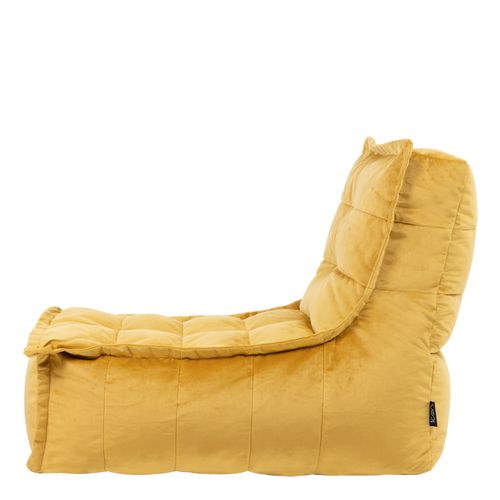 Pouf Chauffeuse Dolce En Velours Doux Jaune Ocre 75 X 96 X 75 Cm