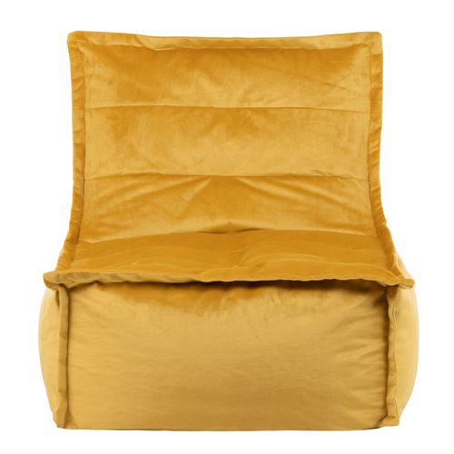 Pouf Chauffeuse Dolce En Velours Doux Jaune Ocre 75 X 96 X 75 Cm