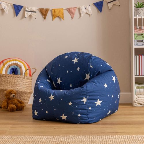 Pouf Fauteuil Poire Enfant Étoile Bleu Marine, Chambre, Salon, Jardin, 55 X 53cm
