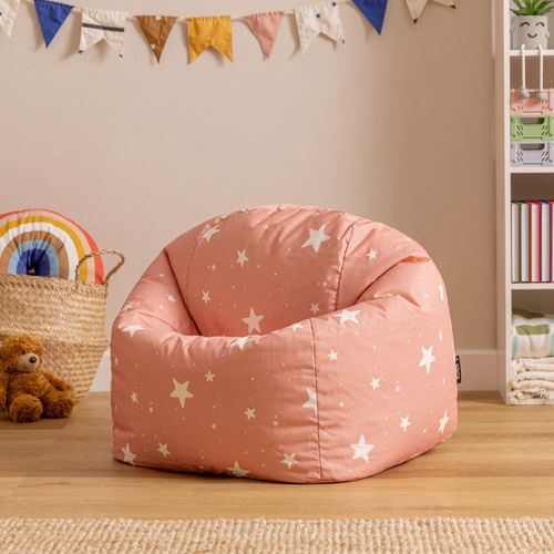 Pouf Fauteuil Poire Enfant Étoile Rose Pastel, Chambre, Salon, Jardin 55 X 53cm