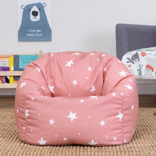 Pouf Fauteuil Poire Enfant Étoile Rose Pastel, Chambre, Salon, Jardin 55 X 53cm