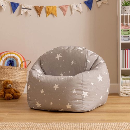 Pouf Fauteuil Poire Enfant Étoile Gris Clair, Chambre, Salon, Jardin, 55 X 53cm