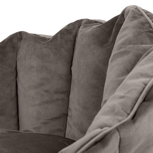 Pouf Fauteuil Sirena Avec Repose-pied Velours Gris Anthracite, Salon, 77 X 74cm