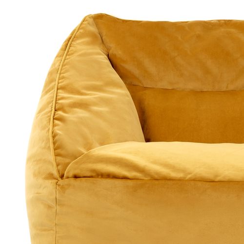 Pouf Fauteuil Natalia Avec Repose-pied Rond Icon Velours Jaune Ocre 100 X 88cm
