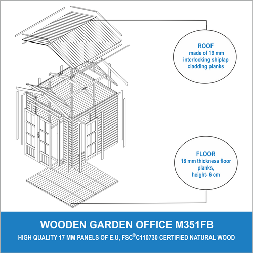 M351fb Cabane En Bois Avec Plancher-l233xp222xh233cm
