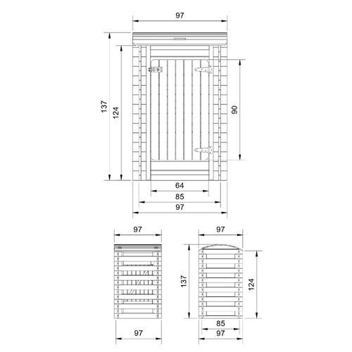 Cache Poubelle En Bois à Porte Verrouillables - M606-1 - 97cm X 97cm X H137cm