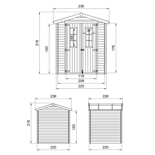 M369c Abri De Jardin En Bois - I236xl226xh218 Cm/ 4.33 M2