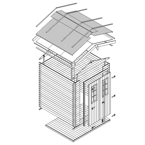 M369c+m369g Abri De Jardin En Bois Avec Sol Traité - I236xl226xh218 Cm/ 4.33