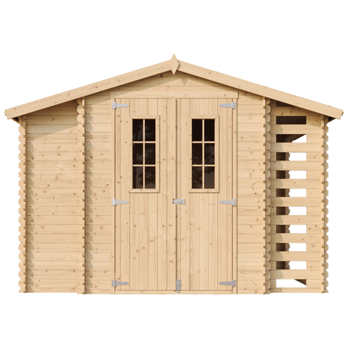 M389c Abri De Jardin En Bois Et Range Bûches Extérieur - 3,53 + 0,97+0,97 M2