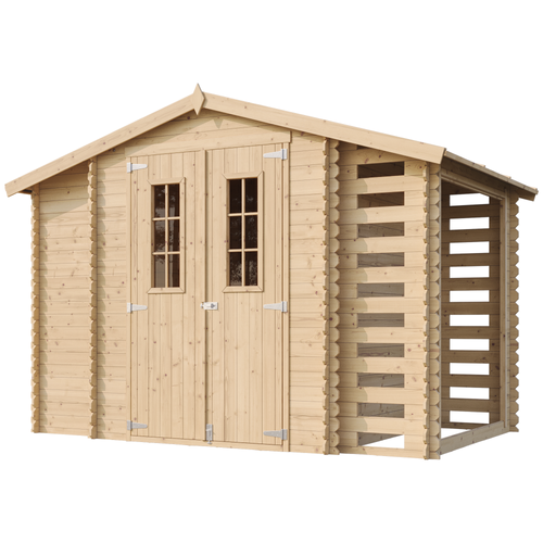 M389c Abri De Jardin En Bois Et Range Bûches Extérieur - 3,53 + 0,97+0,97 M2