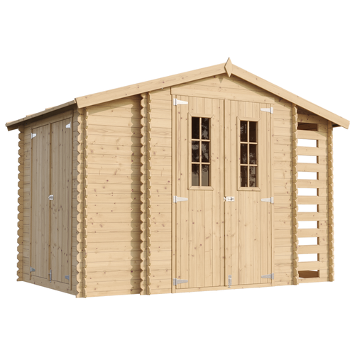 M389c Abri De Jardin En Bois Et Range Bûches Extérieur - 3,53 + 0,97+0,97 M2