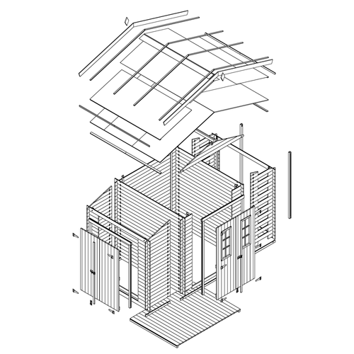 M389c+m389g Abri De Jardin En Bois Et Range Bûches Avec Sol Traité - 3,53 + 0,97+0,97 M2