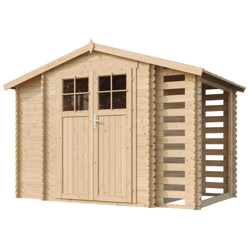 M389f Abri De Jardin En Bois Et Range Bûches Extérieur - 3,53 + 0,97+0,97 M2