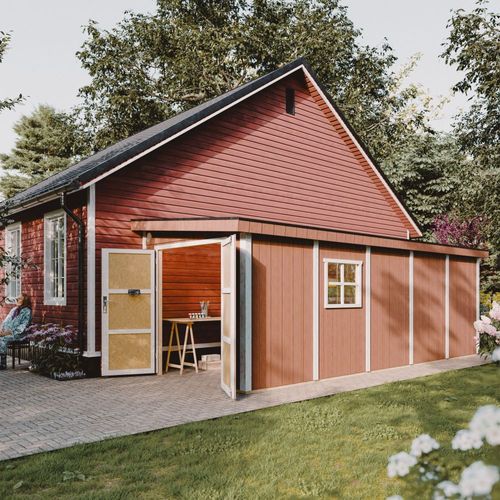 M941b-redwood Red Abri De Jardin Qualité Premium 14,3 M² - H231x248x648 Cm