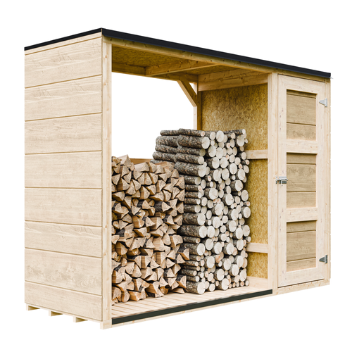 M981 - Harvest Honey Abri à Bûches Extérieur - 75 X 217 X H159 Cm - 1,09 M² + 0.53 M²