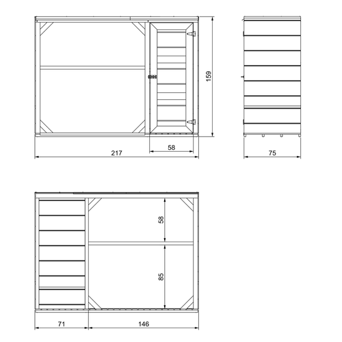 M981 - Tundra Cavern Abri à Bûches Extérieur - 75 X 217 X H159 Cm - 1,09 M² + 0.53 M²