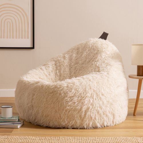 Pouf Cocoon Fausse Fourrure Beige Natural, Chambre, Salon, 87 X 95cm