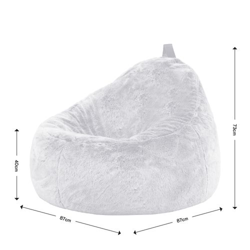 Pouf Cocoon Fausse Fourrure Gris Loup, Chambre, Salon, 87 X 95cm