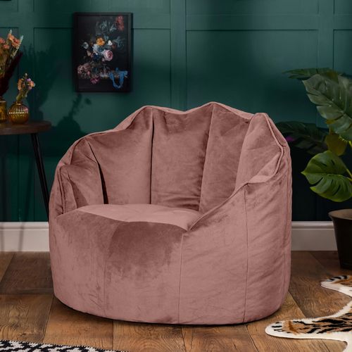Pouf Fauteuil Sirena Velours Rose, Salon, Chambre, 77 X 74cm