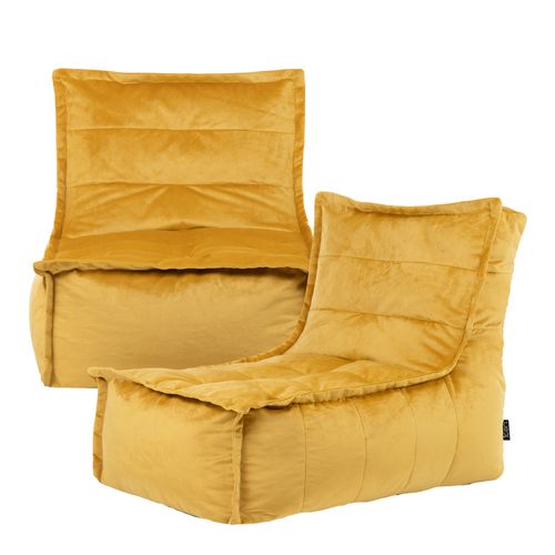 Pouf Modulable Sofa Icon Velours, 2 Pièces, Jaune Ocre - Collection Dolce
