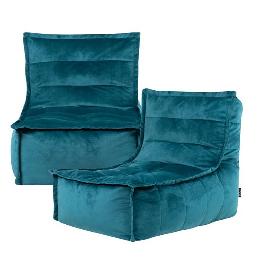 Pouf Modulable Sofa Icon Velours, 2 Pièces, Vert Canard - Collection Dolce
