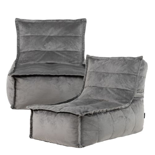 Pouf Modulable Sofa Icon Velours, 2 Pièces, Gris Anthracite - Collection Dolce