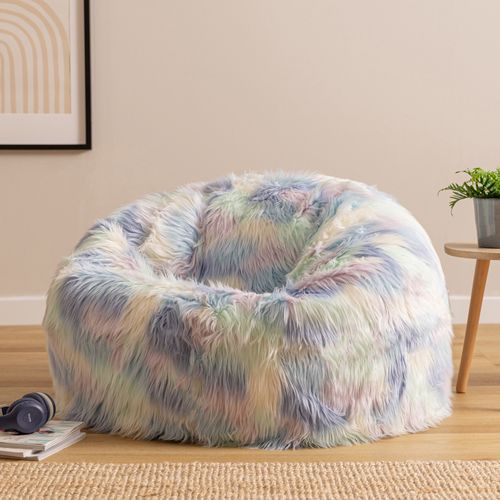 Pouf Poire Icon Fausse Fourrure Licorne, Salon, Chambre, 85 X 85cm