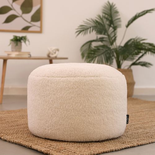 Pouf Iggy En Molleton Bouclette Crème 55 X 55cm