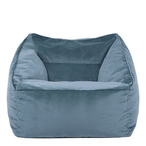 Pouf Fauteuil Natalia Velours Bleu Minéral, Salon, Chambre, 100 X 88cm