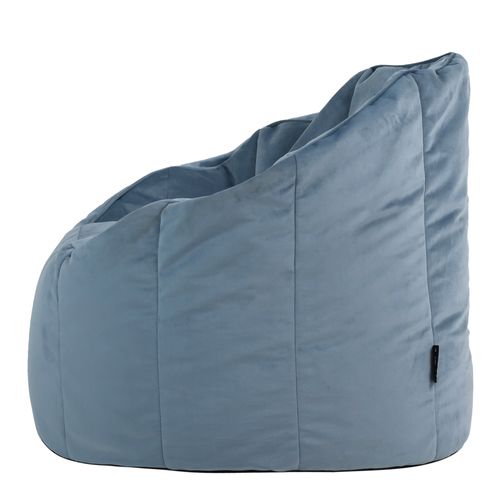 Pouf Fauteuil Sirena Velours Bleu Minéral, Salon, Chambre, 77 X 74cm