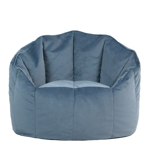 Pouf Fauteuil Sirena Velours Bleu Minéral, Salon, Chambre, 77 X 74cm