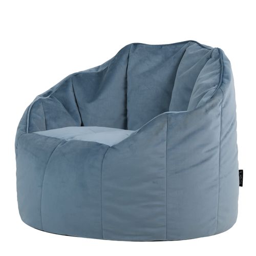 Pouf Fauteuil Sirena Velours Bleu Minéral, Salon, Chambre, 77 X 74cm