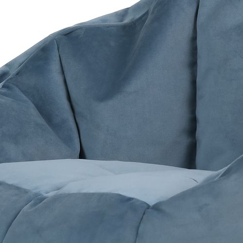 Pouf Fauteuil Sirena Velours Bleu Minéral, Salon, Chambre, 77 X 74cm