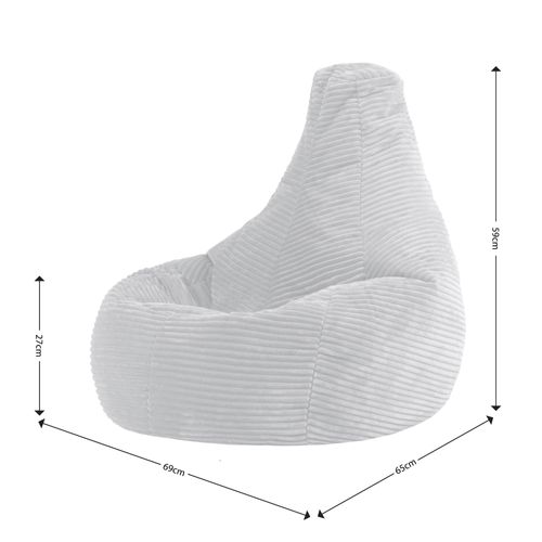 Pouf Poire Enfant Dalton Inclinable Velours Côtelé Beige Galet, 69x65x59cm