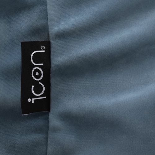 Pouf Fauteuil Natalia Avec Repose-pied Carré Velours Bleu Minéral, 88 X 100cm