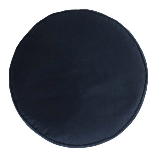 Pouf Rond Milano Velours Bleu Minuit, 55 X 55cm