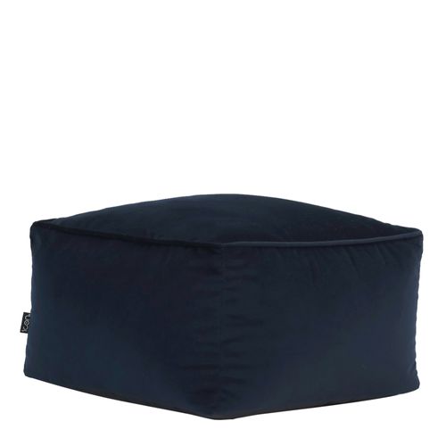 Repose-pieds Amara Carré Velours Bleu Minuit, Salon, 40 X 40cm