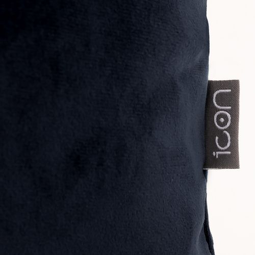 Repose-pieds Amara Carré Velours Bleu Minuit, Salon, 40 X 40cm