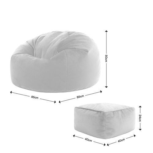 Pouf Aurora Avec Repose-pied Velours Bleu Minuit, Salon, 85 X 85cm