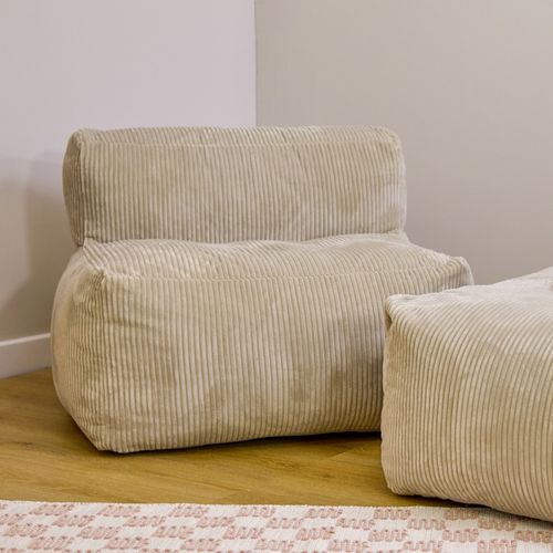 Module D'assise Sans Accoudoirs En Velours Côtelé Beige Zen