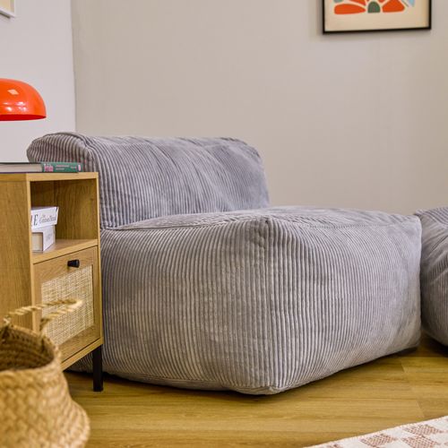 Module D'assise Sans Accoudoirs En Velours Côtelé Gris Zen