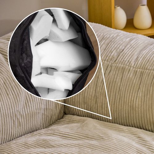 Ensemble Canapé Poufs Zen 3 Pièces : Angle, Fauteuil Et Repose-pieds Beige