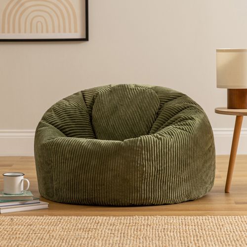 Pouf Poire Classique Kingston En Velours Côtelé Vert Sauge 85x85x50cm