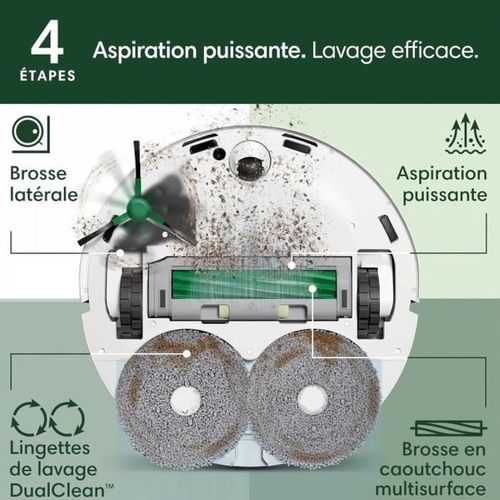 Irobot Roomba Plus 405 Combo Robot + Autowash - Base Multifonction - Lavage Et Séchage Des Lingette