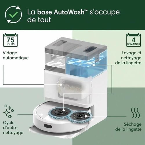 Irobot Roomba Plus 405 Combo Robot + Autowash - Base Multifonction - Lavage Et Séchage Des Lingette