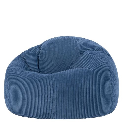 Pouf Poire Classique Kingston En Velours Côtelé Bleu Jeans 85x85x50cm