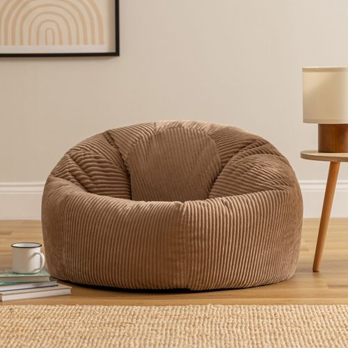 Pouf Poire Classique Kingston En Velours Côtelé Brun Moka 85x85x50cm