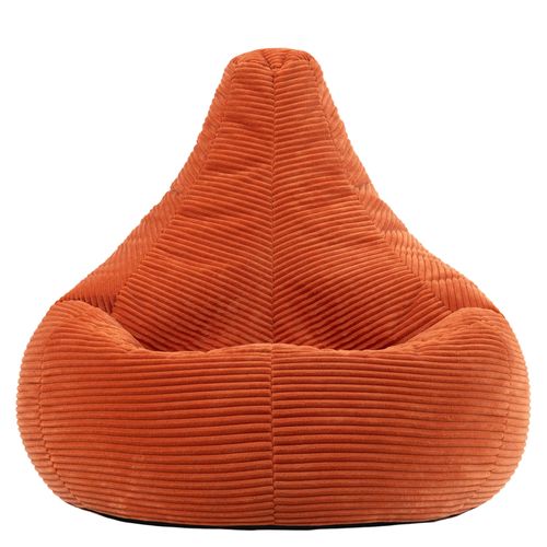 Pouf Poire Dalton Inclinable Velours Côtelé Orange Terracotta, Salon, Chambre, 90x84x73cm
