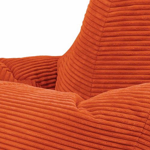 Pouf Poire Dalton Inclinable Velours Côtelé Orange Terracotta, Salon, Chambre, 90x84x73cm